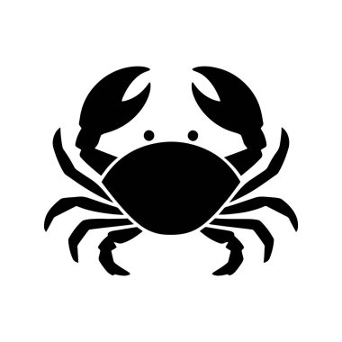 Crab Icon Siluet Vektör İllüstrasyonu. Beyaz Arkaplanda İzole Edilmiş.