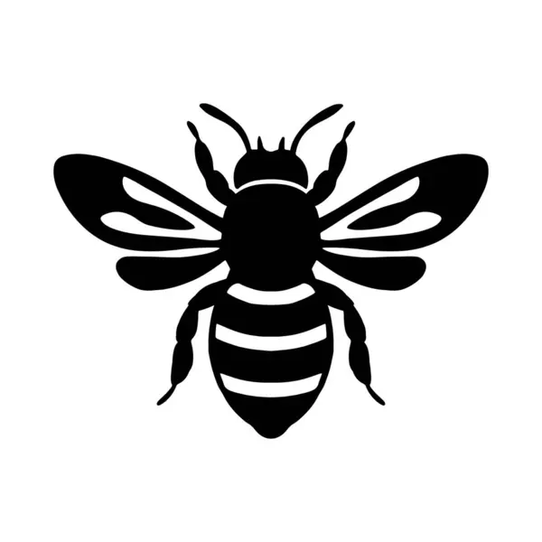 Şirin arı silueti. Vektör çizimi. beyaz arkaplan.