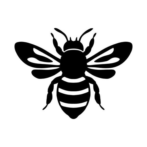 Симпатичный силуэт пчелы. Векторная иллюстрация. на белом фоне.