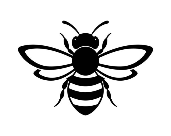 Симпатичный силуэт пчелы. Векторная иллюстрация. на белом фоне.