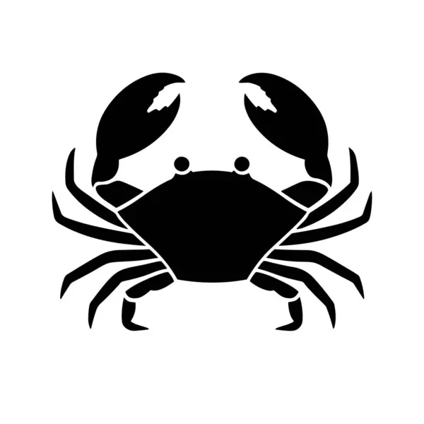 Crab Icon Siluet Vektör İllüstrasyonu. Beyaz Arkaplanda İzole Edilmiş.