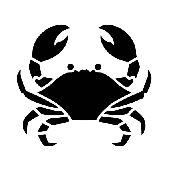 Crab Icon Siluet Vektör İllüstrasyonu. Beyaz Arkaplanda İzole Edilmiş.