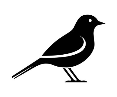 Beyaz arkaplanda şirin kuş siluetleri vektör çizimi izole edildi