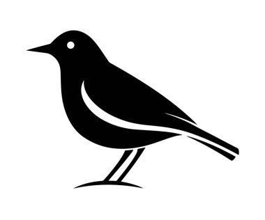 Beyaz arkaplanda şirin kuş siluetleri vektör çizimi izole edildi