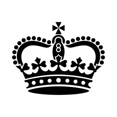 Crown Silhouette. Vektör İllüstrasyonu. Beyaz Arkaplanda