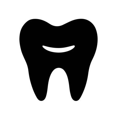 Diş Simgesi Silueti Diş Hekimliği sembolü. Tıbbi işaret. Diş sağlığı. Diş izi. Temiz diş. Vektör İllüstrasyonu. Beyaz Arkaplanda İzole Edilmiş.