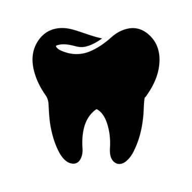 Diş Simgesi Silueti Diş Hekimliği sembolü. Tıbbi işaret. Diş sağlığı. Diş izi. Temiz diş. Vektör İllüstrasyonu. Beyaz Arkaplanda İzole Edilmiş.