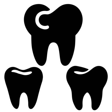 Diş Simgesi Silueti Diş Hekimliği sembolü. Tıbbi işaret. Diş sağlığı. Diş izi. Temiz diş. Vektör İllüstrasyonu. Beyaz Arkaplanda İzole Edilmiş.