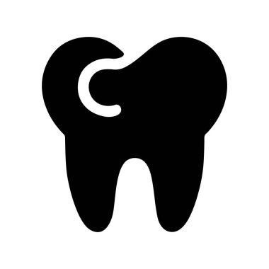 Diş Simgesi Silueti Diş Hekimliği sembolü. Tıbbi işaret. Diş sağlığı. Diş izi. Temiz diş. Vektör İllüstrasyonu. Beyaz Arkaplanda İzole Edilmiş.