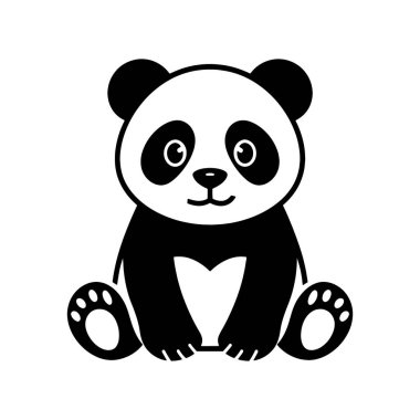 Panda Simgesi Vektör Silüeti Biçimi Beyaz Arkaplanda İzole Edildi, İllüstrasyon
