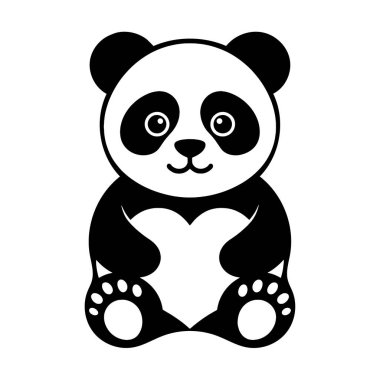 Panda Simgesi Vektör Silüeti Biçimi Beyaz Arkaplanda İzole Edildi, İllüstrasyon