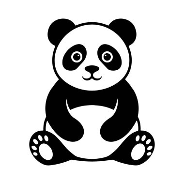 Panda Icon Vector Silhouettes Style Isolated On White Background, Illustration clipart