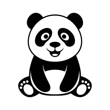 Panda Simgesi Vektör Silüeti Biçimi Beyaz Arkaplanda İzole Edildi, İllüstrasyon