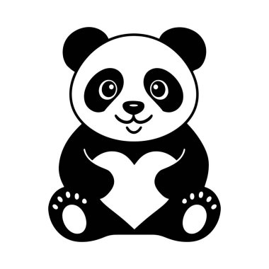 Panda Simgesi Vektör Silüeti Biçimi Beyaz Arkaplanda İzole Edildi, İllüstrasyon