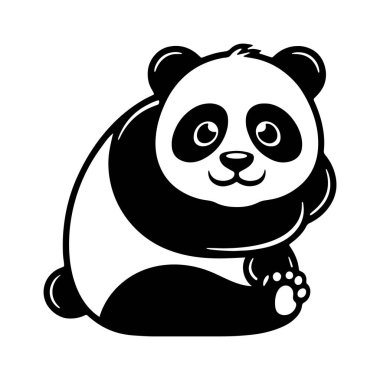 Panda Simgesi Vektör Silüeti Biçimi Beyaz Arkaplanda İzole Edildi, İllüstrasyon