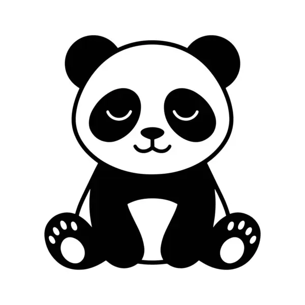 Panda Simgesi Vektör Silüeti Biçimi Beyaz Arkaplanda İzole Edildi, İllüstrasyon