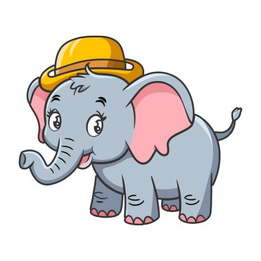 Cute Elephant Cartoon Vector illustration on white background clipart