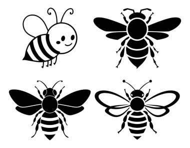 Arı silueti. Vektör çizimi. beyaz arkaplan.