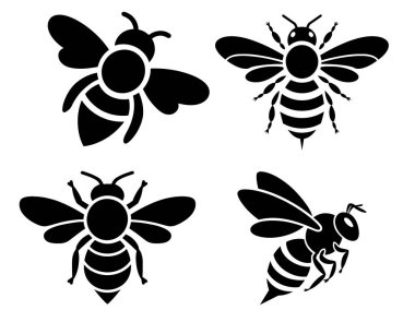 Arı silueti. Vektör çizimi. beyaz arkaplan.