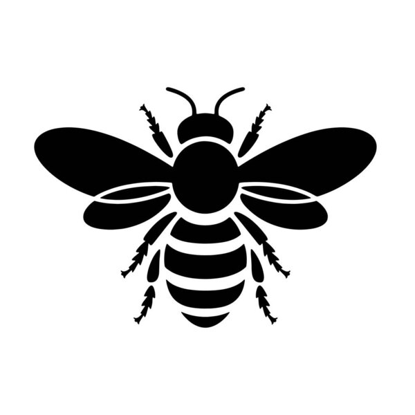 Пчелиный силуэт. векторная иллюстрация. на белом фоне.
