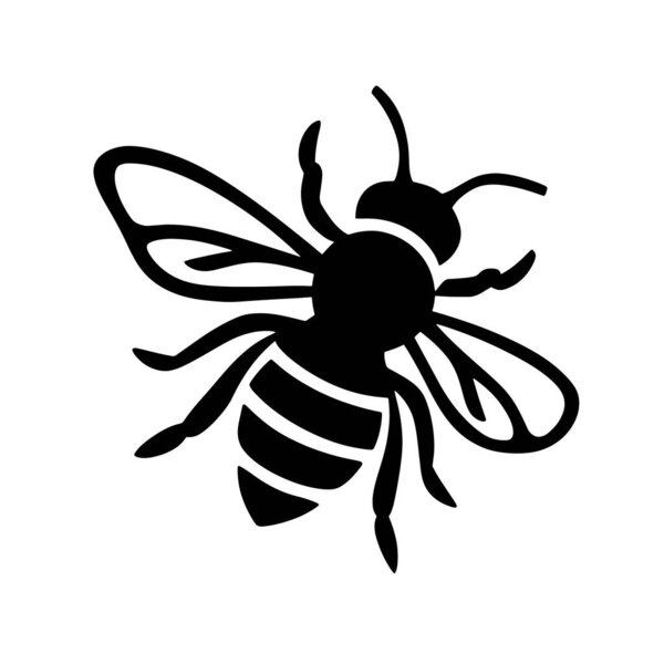 Пчелиный силуэт. векторная иллюстрация. на белом фоне.