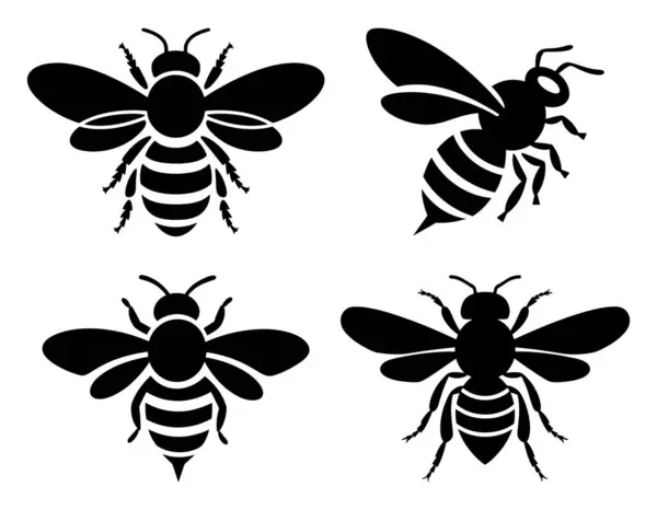 Arı silueti. Vektör çizimi. beyaz arkaplan.