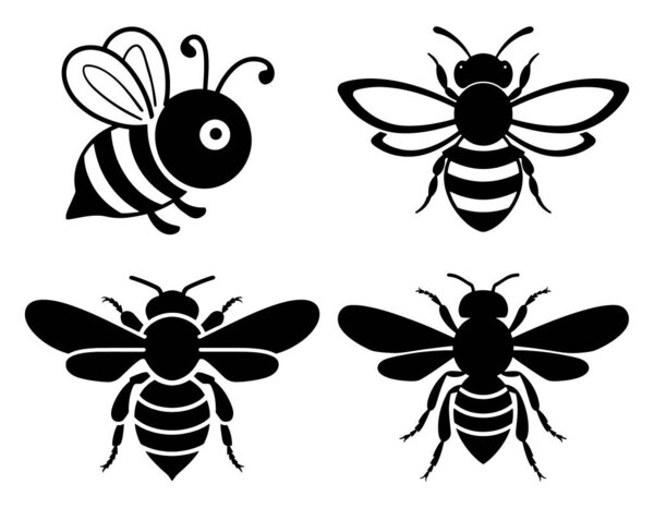 Bee silhouette. vector illustration. on white background.