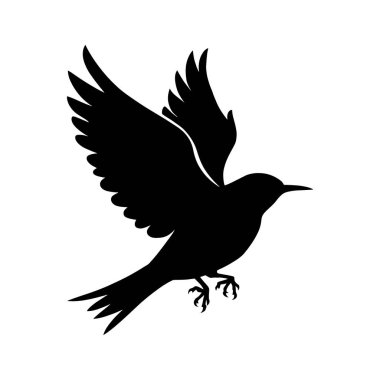 Uçan Kuş silueti vektör çizimi beyaz arkaplanda izole edildi