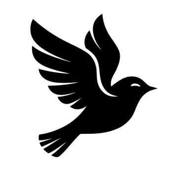 Uçan Kuş silueti vektör çizimi beyaz arkaplanda izole edildi