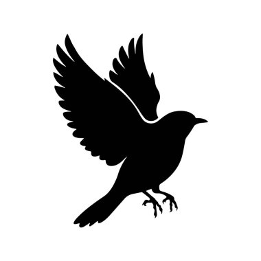 Uçan Kuş silueti vektör çizimi beyaz arkaplanda izole edildi