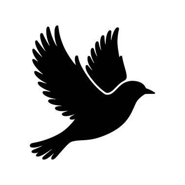 Uçan Kuş silueti vektör çizimi beyaz arkaplanda izole edildi