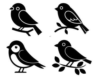 Birds collection silhouettes vector Icon illustration isolated on white background clipart