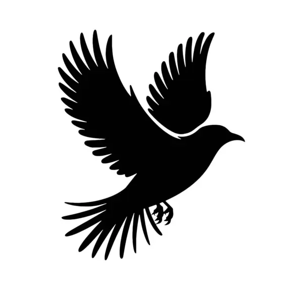 Uçan Kuş silueti vektör çizimi beyaz arkaplanda izole edildi