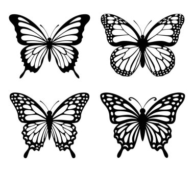 Kelebek silueti simgeleri Vektör Resimleri 