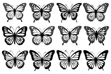 Kelebek silueti simgeleri Vektör Resimleri 