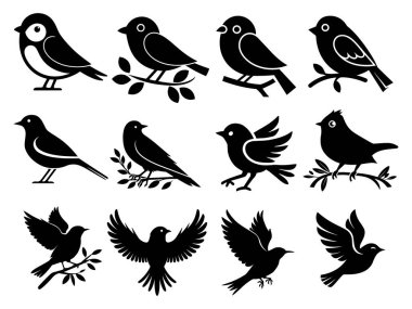 Kuş silueti simgeleri Vektör Resimleri