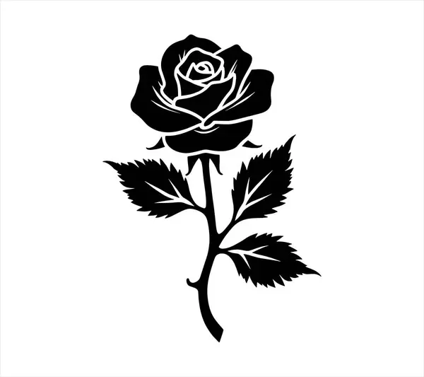 Gül Çiçeği Silüeti Simgeleri Vektör Resimleri