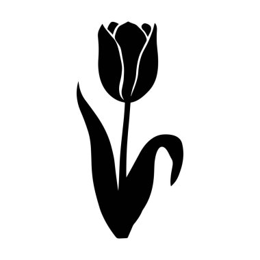 Tulip Flower Silhouette Icon Vector Illustration On White Background  clipart