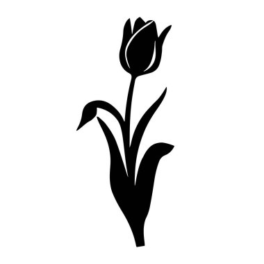 Tulip Flower Silhouette Icon Vector Illustration On White Background  clipart