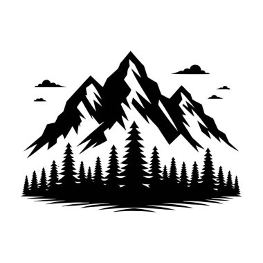 Mountain silhouette icons Vector Illustrations on white background clipart