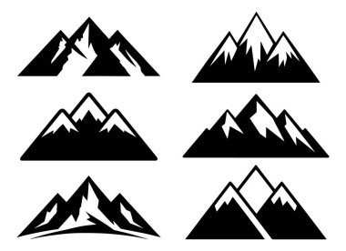 Mountain silhouette icons Vector Illustrations on white background clipart