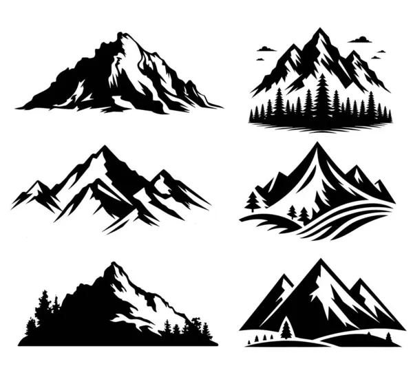 Beyaz arkaplanda dağ silueti simgeleri Vektör Resimleri