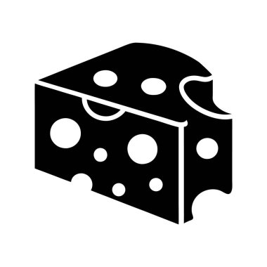 Beyaz arka planda Peynir Vektörü Glyph Simgesi Sembol İllüstrasyonu. Süt Ürünleri, Beyaz Arkaplanda Peynir Dilimi Simgesi
