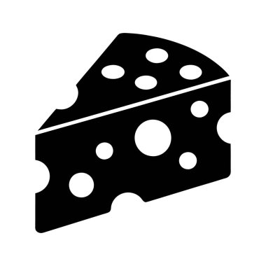 Beyaz arka planda Peynir Vektörü Glyph Simgesi Sembol İllüstrasyonu. Süt Ürünleri, Beyaz Arkaplanda Peynir Dilimi Simgesi