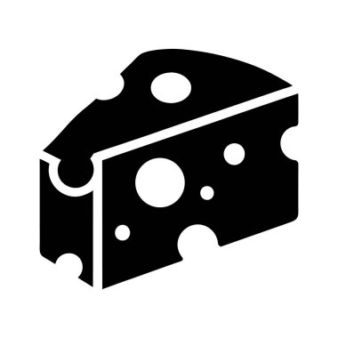 Beyaz arka planda Peynir Vektörü Glyph Simgesi Sembol İllüstrasyonu. Süt Ürünleri, Beyaz Arkaplanda Peynir Dilimi Simgesi