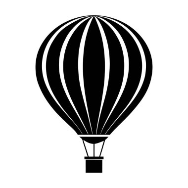 Sıcak Hava Balonu Silueti Simge Vektör İllüzyonu Beyaz Arkaplanda, Logolar ve Dcor için mükemmel. Sıcak Hava Balonunun Siyah ve Beyaz Silüeti 