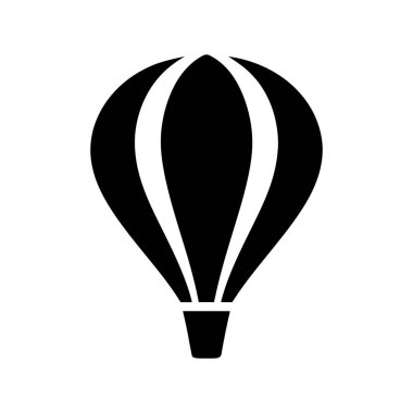 Sıcak Hava Balonu Silueti Simge Vektör İllüzyonu Beyaz Arkaplanda, Logolar ve Dcor için mükemmel. Sıcak Hava Balonunun Siyah ve Beyaz Silüeti 