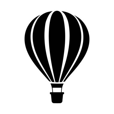 Sıcak Hava Balonu Silueti Simge Vektör İllüzyonu Beyaz Arkaplanda, Logolar ve Dcor için mükemmel. Sıcak Hava Balonunun Siyah ve Beyaz Silüeti 