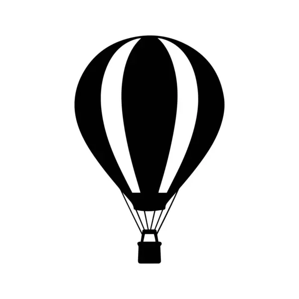 Sıcak Hava Balonu Silueti Simge Vektör İllüzyonu Beyaz Arkaplanda, Logolar ve Dcor için mükemmel. Sıcak Hava Balonunun Siyah ve Beyaz Silüeti 