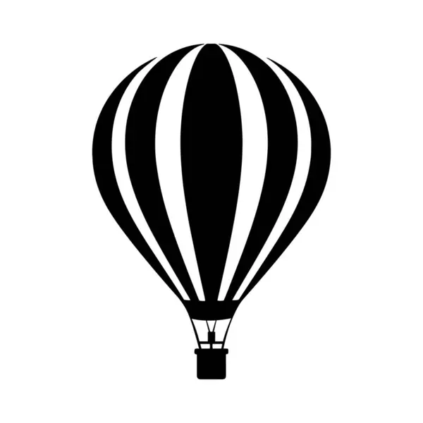 Sıcak Hava Balonu Silueti Simge Vektör İllüzyonu Beyaz Arkaplanda, Logolar ve Dcor için mükemmel. Sıcak Hava Balonunun Siyah ve Beyaz Silüeti 